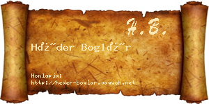 Héder Boglár névjegykártya